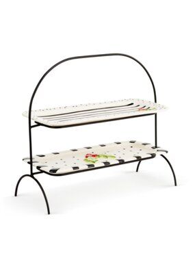 Stoneware Tiered Platter Stand